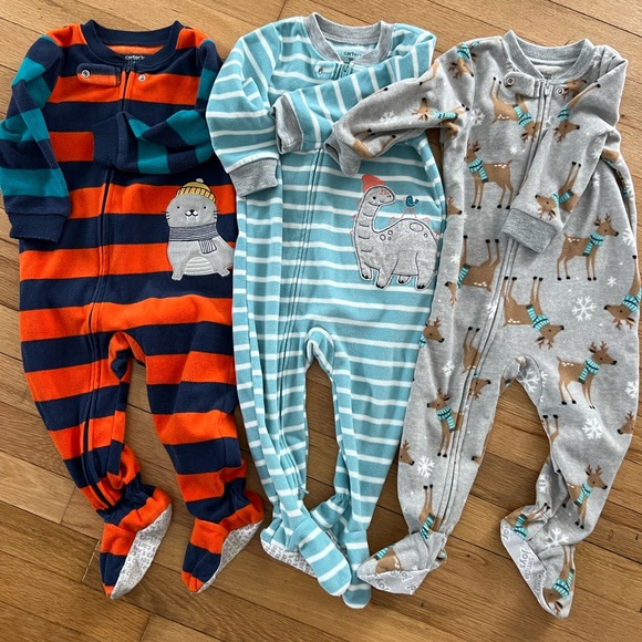 Carters 18mo fleece feet pajamas bundle of 3 - Picture 1 of 6
